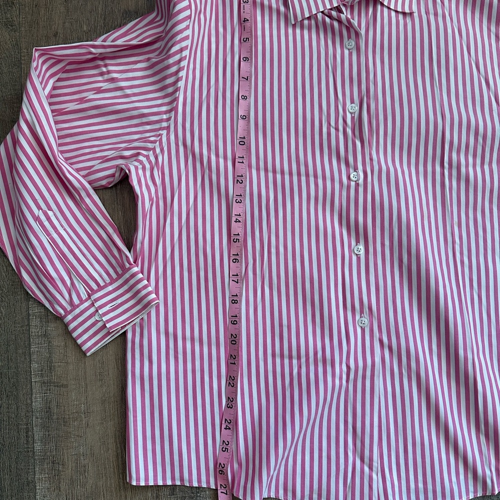 Talbots Pink and White Striped Button Down Shirt - Picture 3 of 5